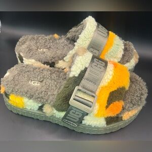 UGG-Fluffita‎ Cali Slides-Fur, Size:5, Pre-Owned